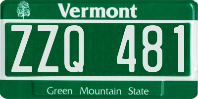 VT license plate ZZQ481