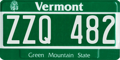 VT license plate ZZQ482