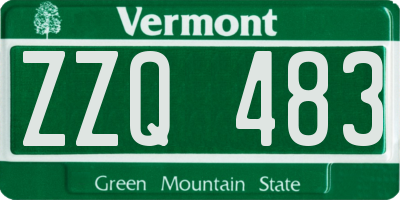 VT license plate ZZQ483
