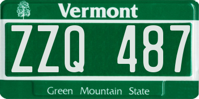 VT license plate ZZQ487