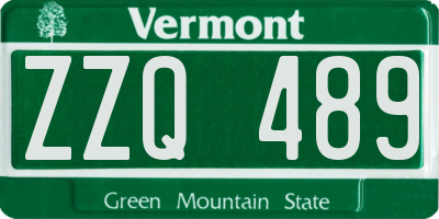 VT license plate ZZQ489