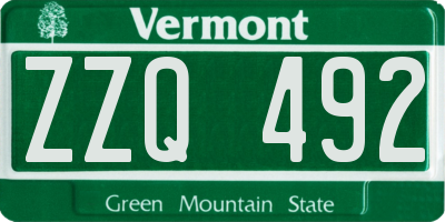 VT license plate ZZQ492