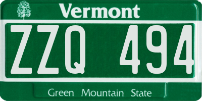 VT license plate ZZQ494