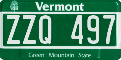 VT license plate ZZQ497