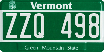 VT license plate ZZQ498
