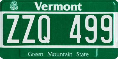 VT license plate ZZQ499