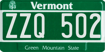 VT license plate ZZQ502