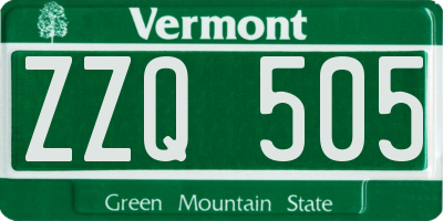 VT license plate ZZQ505