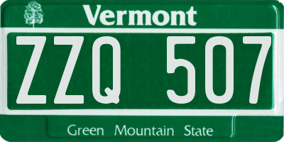 VT license plate ZZQ507