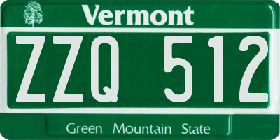 VT license plate ZZQ512