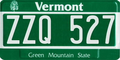 VT license plate ZZQ527
