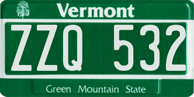 VT license plate ZZQ532
