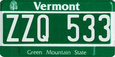 VT license plate ZZQ533