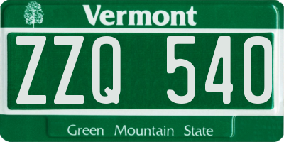 VT license plate ZZQ540