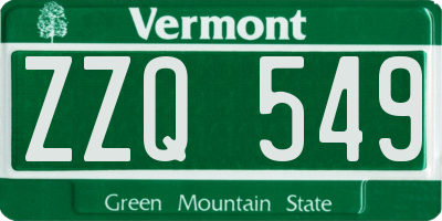 VT license plate ZZQ549
