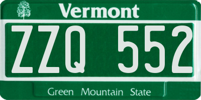 VT license plate ZZQ552
