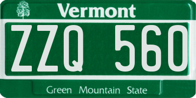 VT license plate ZZQ560