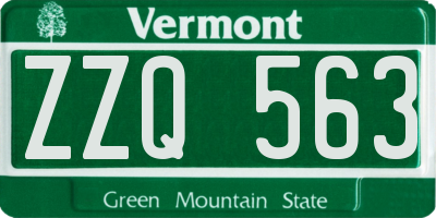 VT license plate ZZQ563