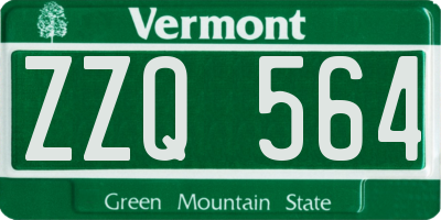 VT license plate ZZQ564