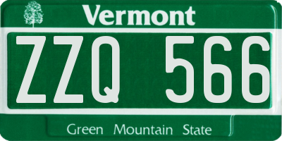 VT license plate ZZQ566