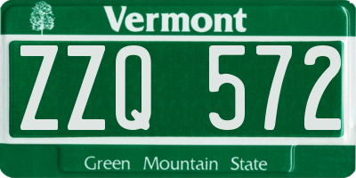 VT license plate ZZQ572