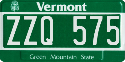 VT license plate ZZQ575