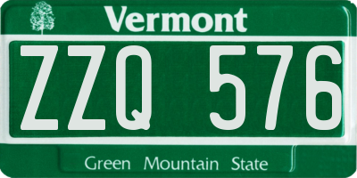VT license plate ZZQ576