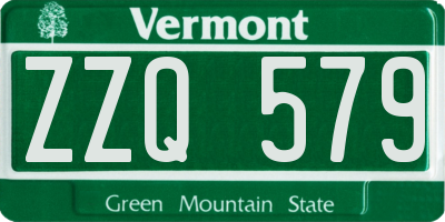 VT license plate ZZQ579