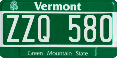 VT license plate ZZQ580