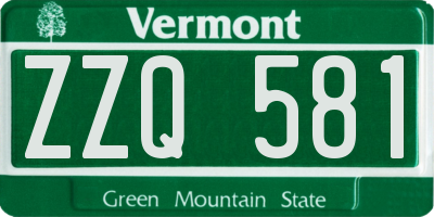 VT license plate ZZQ581