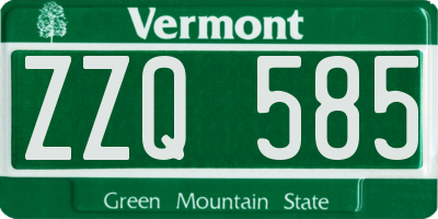 VT license plate ZZQ585