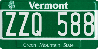 VT license plate ZZQ588