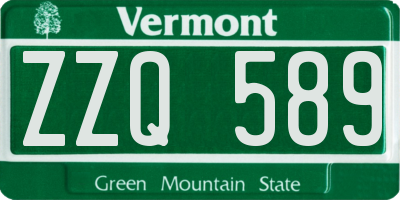 VT license plate ZZQ589