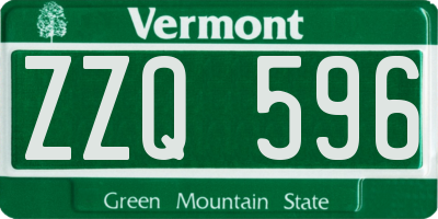 VT license plate ZZQ596