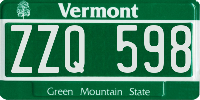 VT license plate ZZQ598