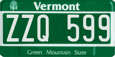 VT license plate ZZQ599