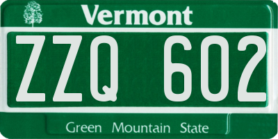 VT license plate ZZQ602
