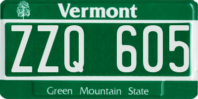 VT license plate ZZQ605