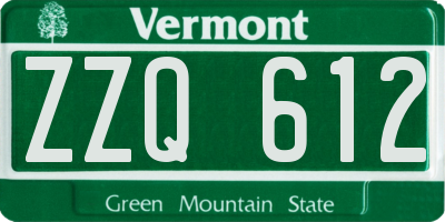 VT license plate ZZQ612