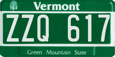 VT license plate ZZQ617