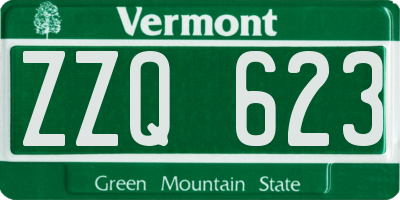 VT license plate ZZQ623