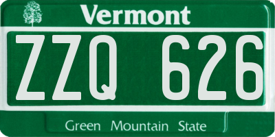 VT license plate ZZQ626