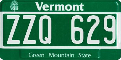 VT license plate ZZQ629