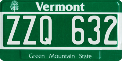 VT license plate ZZQ632