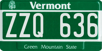 VT license plate ZZQ636
