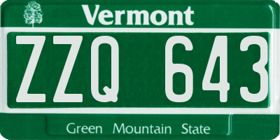 VT license plate ZZQ643