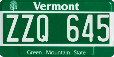 VT license plate ZZQ645