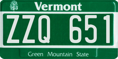 VT license plate ZZQ651