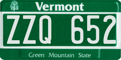 VT license plate ZZQ652