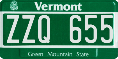 VT license plate ZZQ655